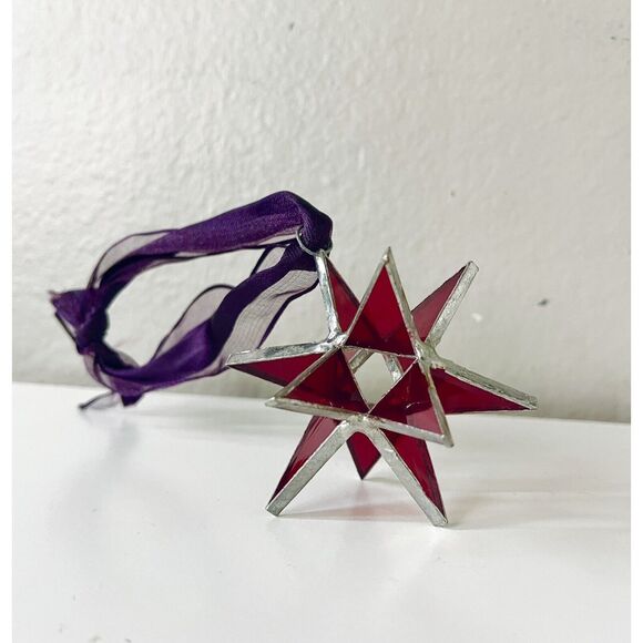 Starry Treasures Red 4" Moravian Star Ornament - Picture 3 of 5